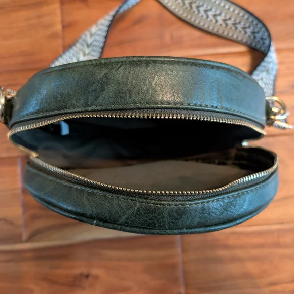 Round Crossbody Bag with Patterned Strap - Picture 7 of 7